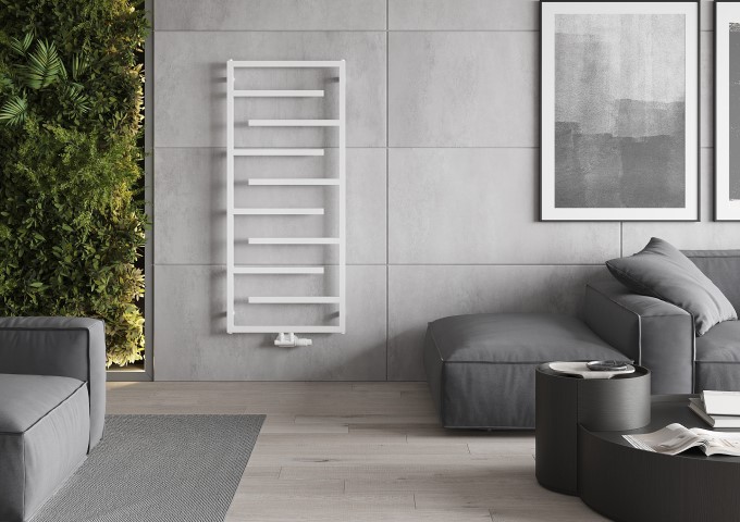 Radiatore bianco decorativo Mexen in una stanza