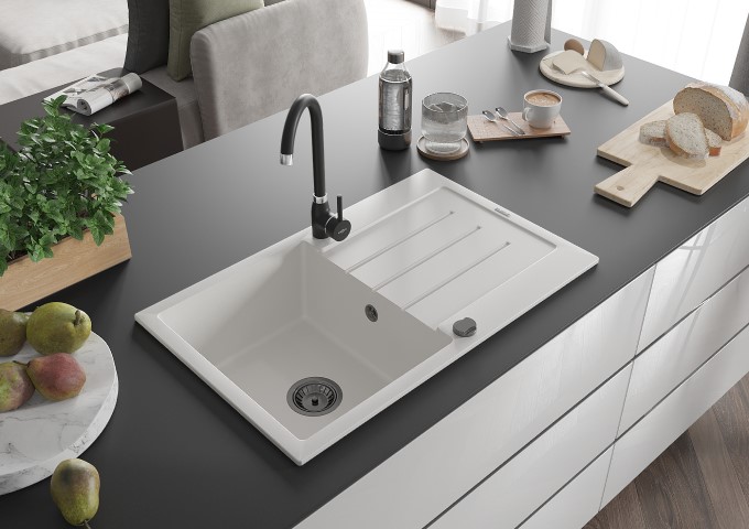 Lavelli in granito bianco a una vasca