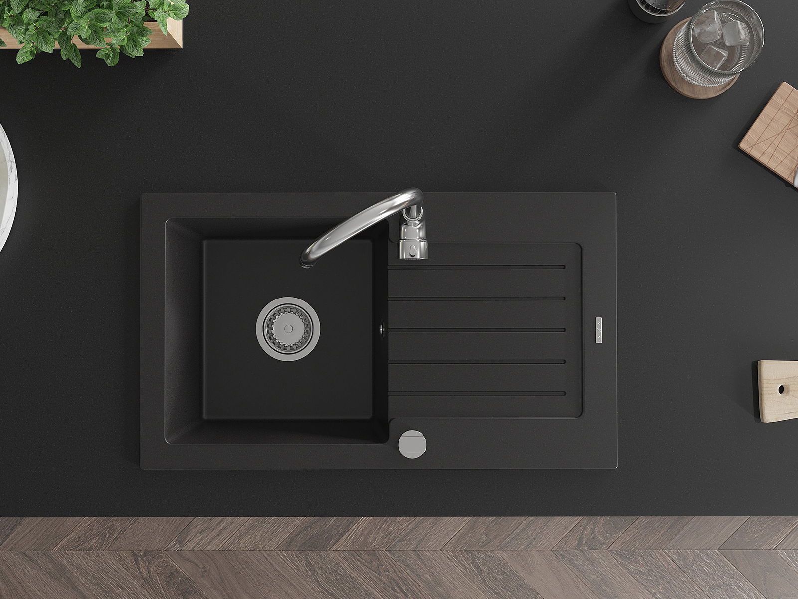 Lavello a una vasca con gocciolatoio