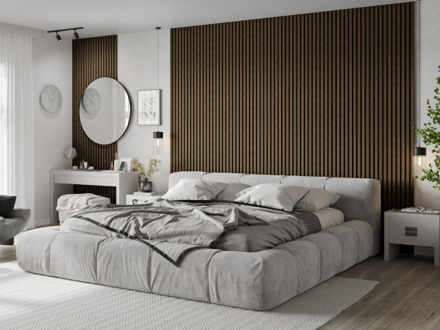 Camera da letto con lamelle noce Mexen