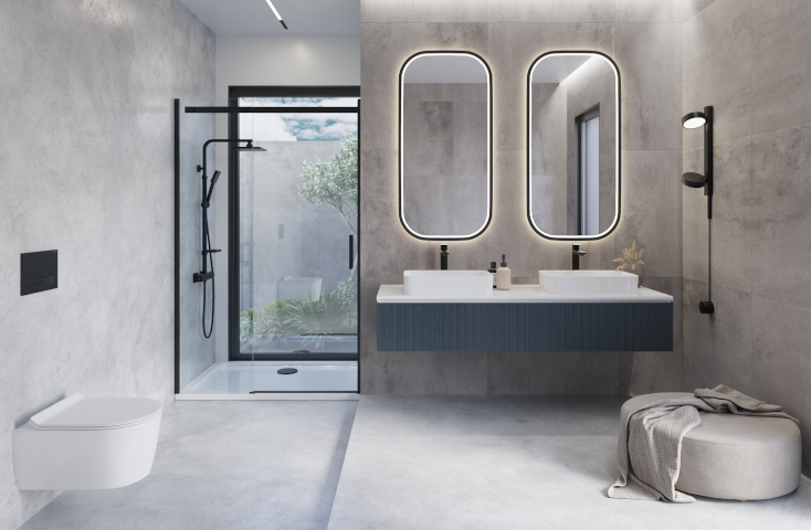 Bagno grigio esempio di arredamento