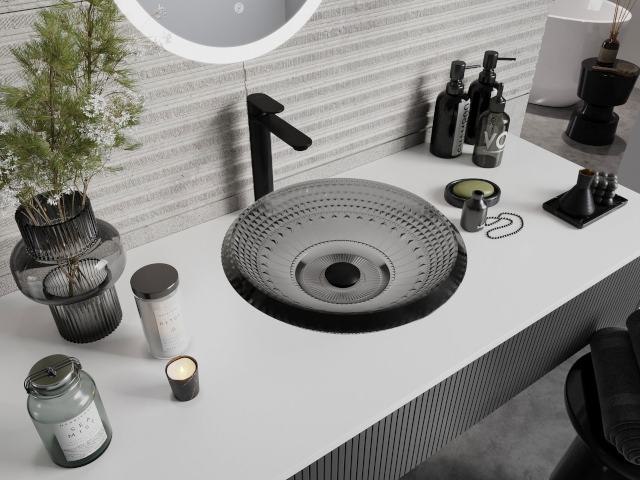 Armadietto sotto lavabo con piano bianco