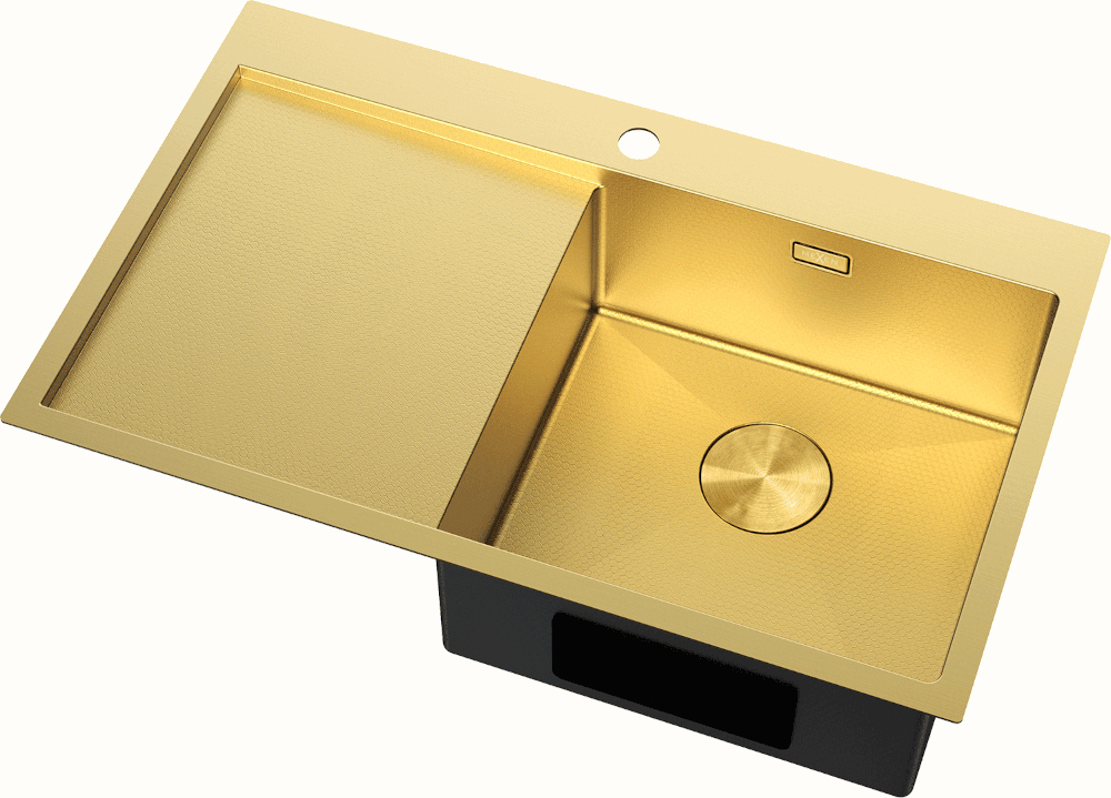 Lavello in acciaio dorato