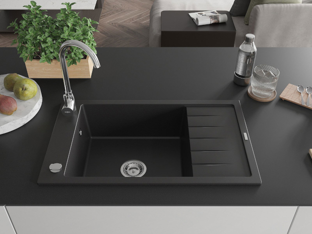 Lavello nero con sgocciolatoio