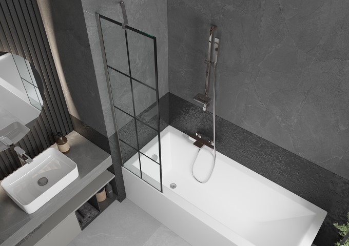 Paraschermi per vasca con motivo nero