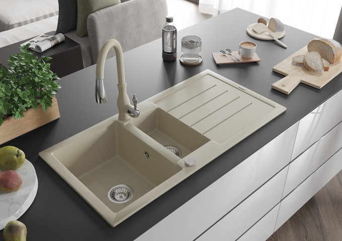 Rubinetti cucina beige con doccetta estraibile