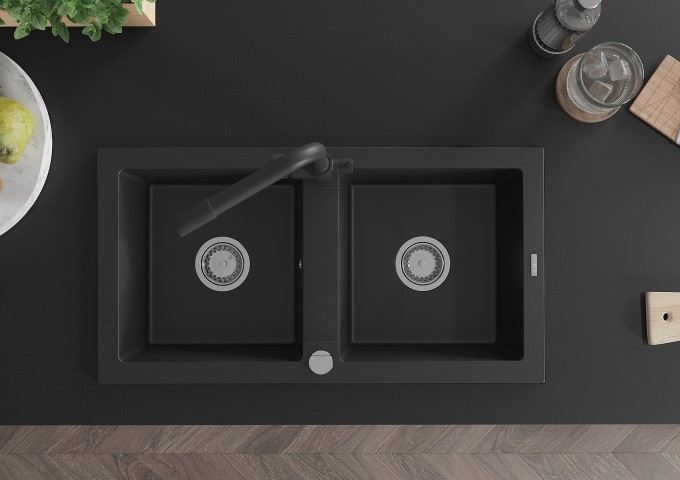 Lavelli granitici doppia vasca neri