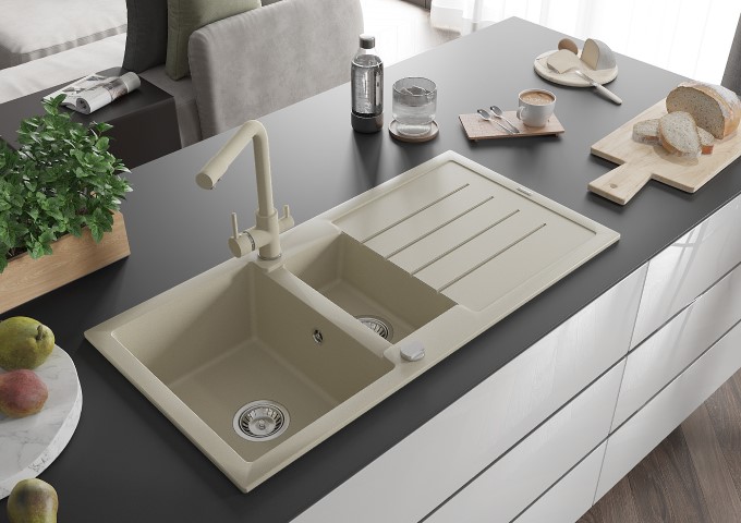 Rubinetti cucina beige con doccetta estraibile