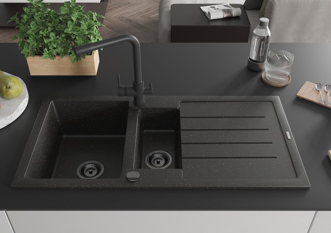 Lavelli in granito nero/oro metallizzato