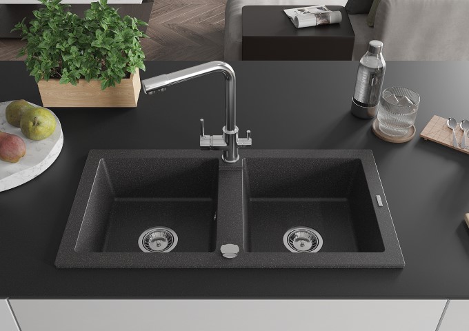 Lavelli granitici doppia vasca neri