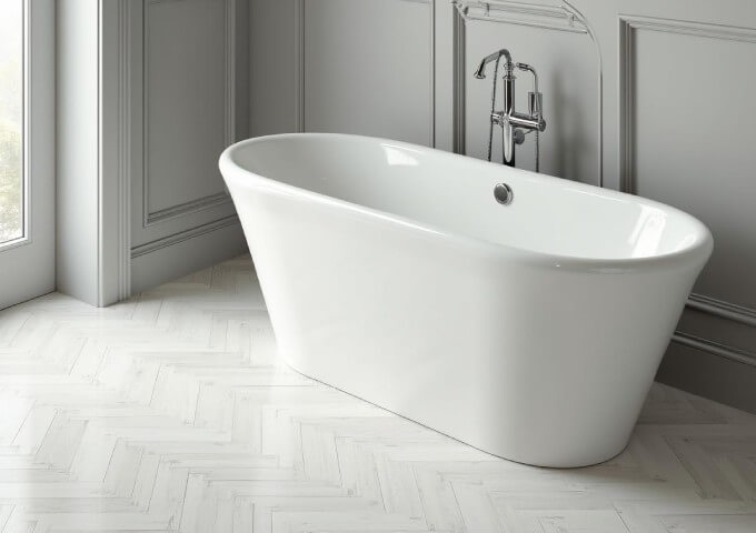 Pannelli vinilici grigi a spina di pesce in bagno