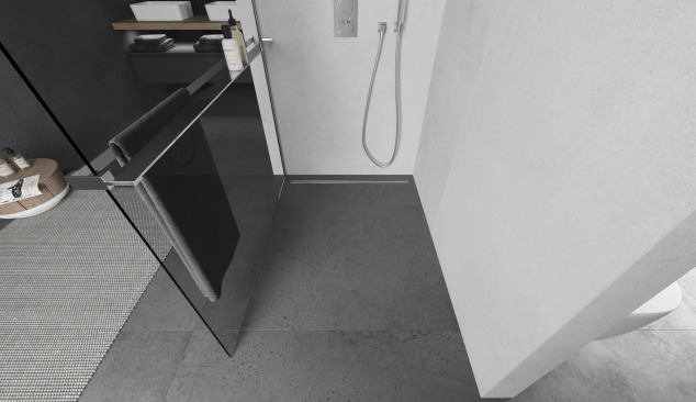 parete della doccia con mensola in stile moderno