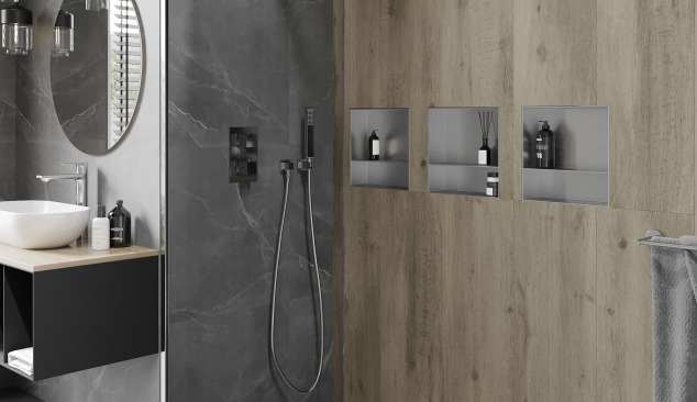 Scaffali a nicchia - complemento ideale per il bagno in un design moderno
