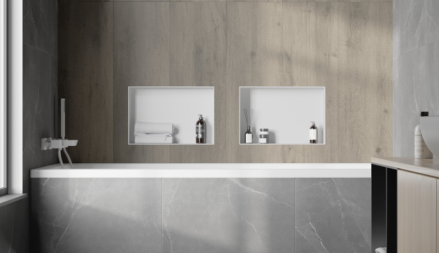 Vasca da bagno rivestita con piastrelle