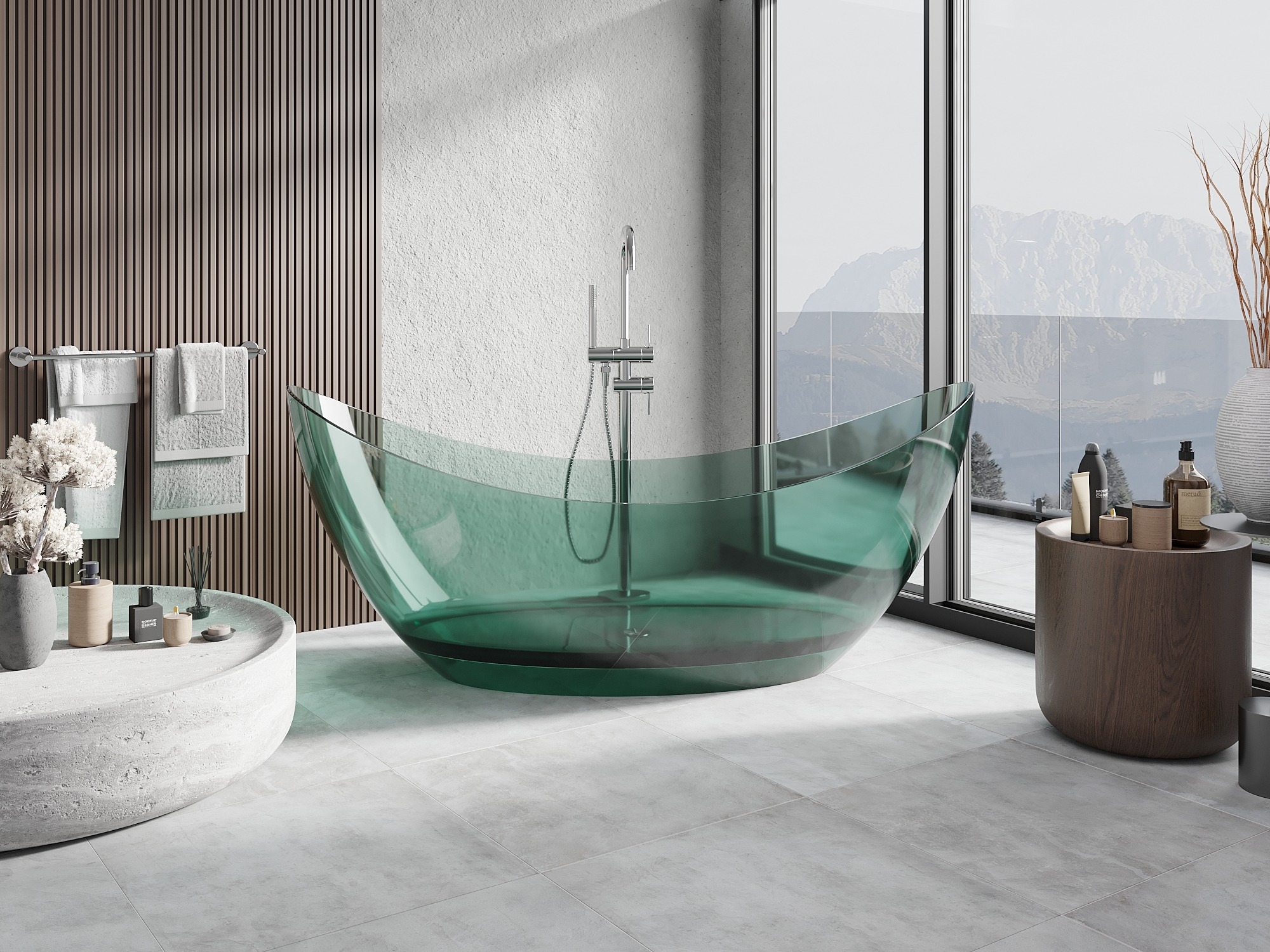 Vasca da bagno freestanding trasparente - lusso in piena trasparenza