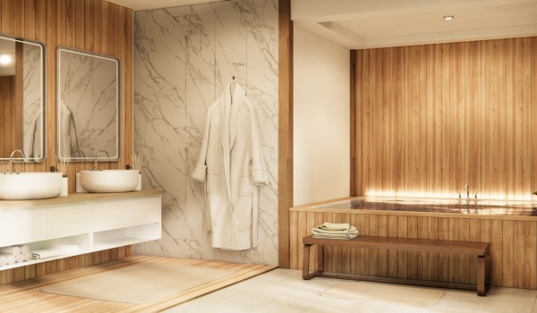 Marmo e legno nel bagno — con cosa abbinare il marmo in un design moderno?