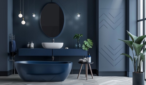 Come arredare un bagno blu navy? Ispirazioni, colori e accessori