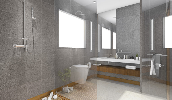 Bagno elegante con sistema doccia ad incasso