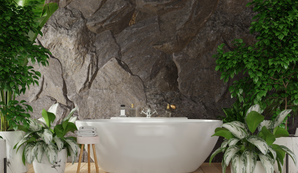 Vasca da bagno autoportante in un elegante bagno