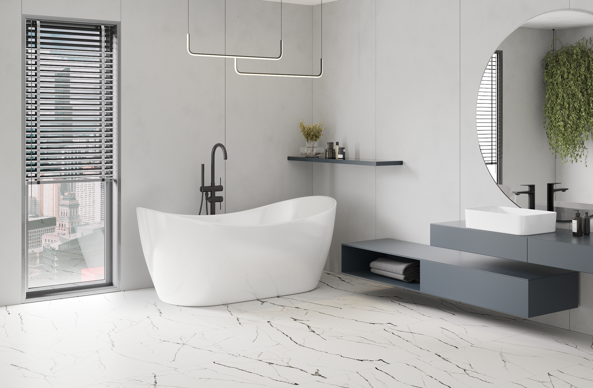 Vasca da bagno indipendente in stile moderno