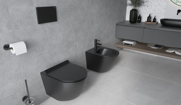 Bagno grigio abbinato a nero