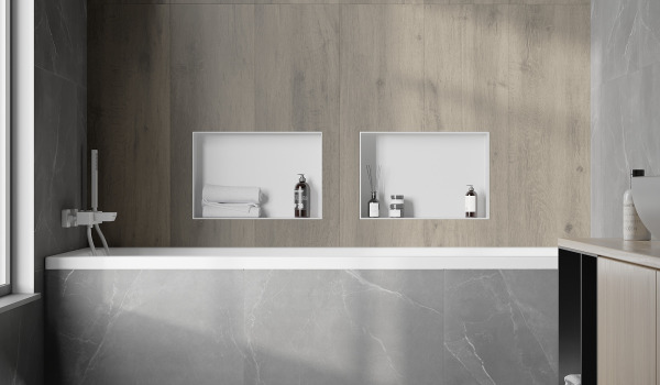 Vasca da bagno rivestita con piastrelle