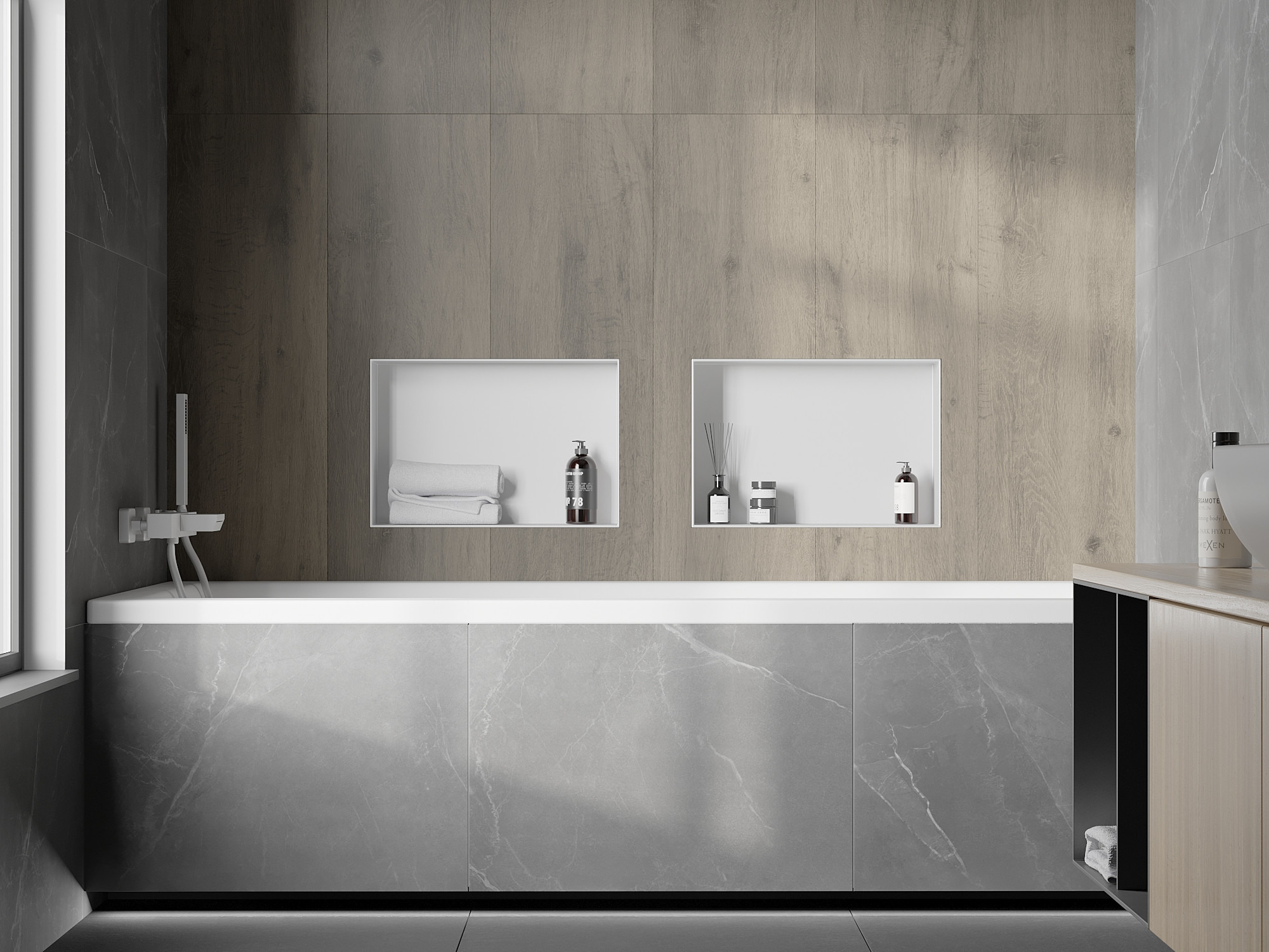 Vasca da bagno rivestita con piastrelle