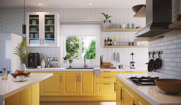 Parete in mattoni in cucina