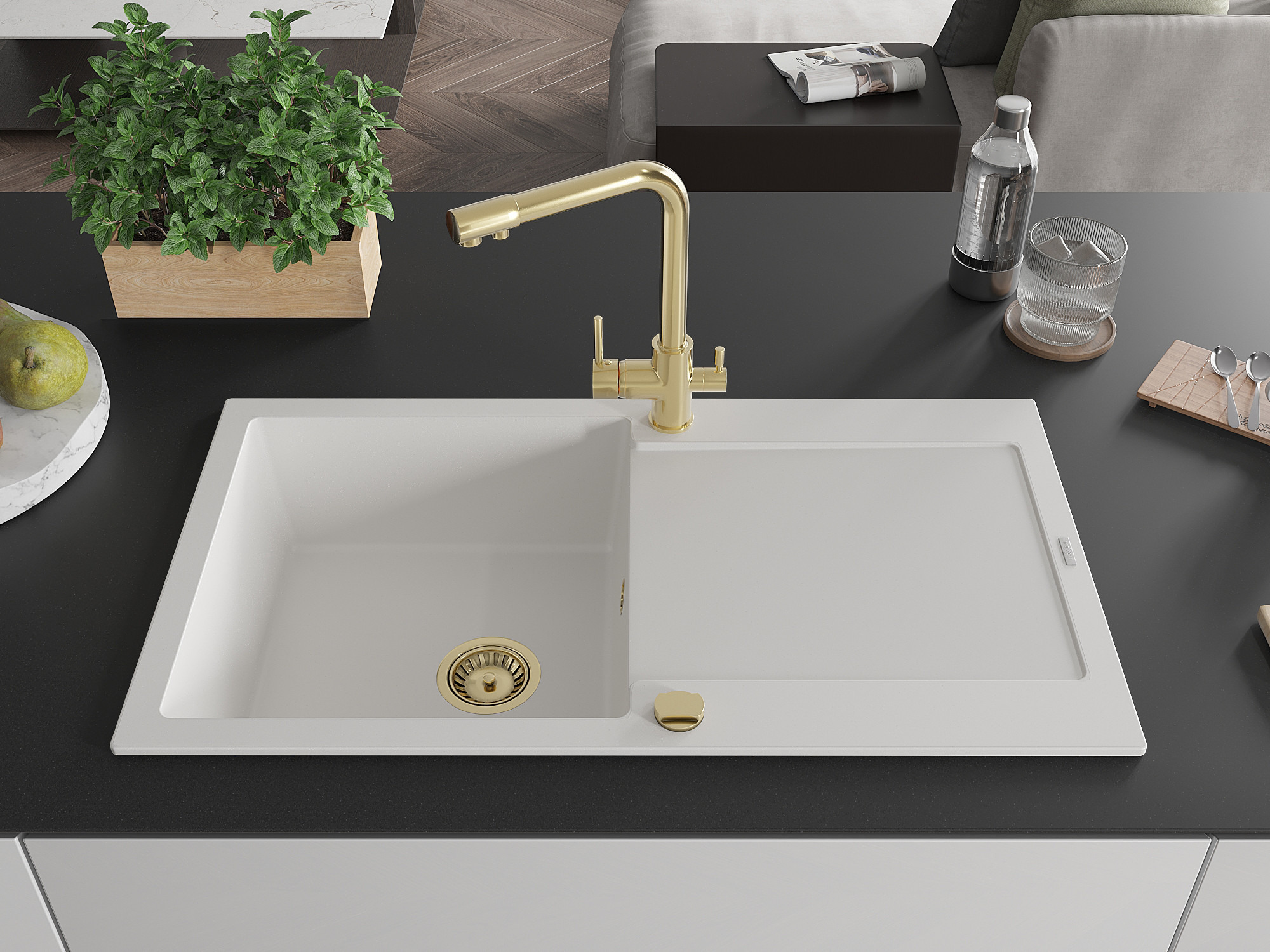 Lussuoso rubinetto da cucina dorato