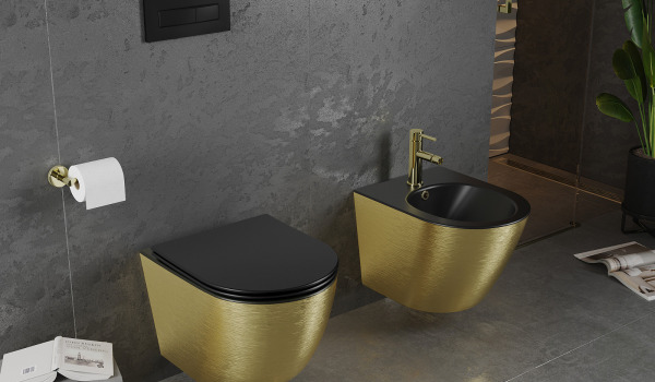 Ceramica nero-oro per il bagno