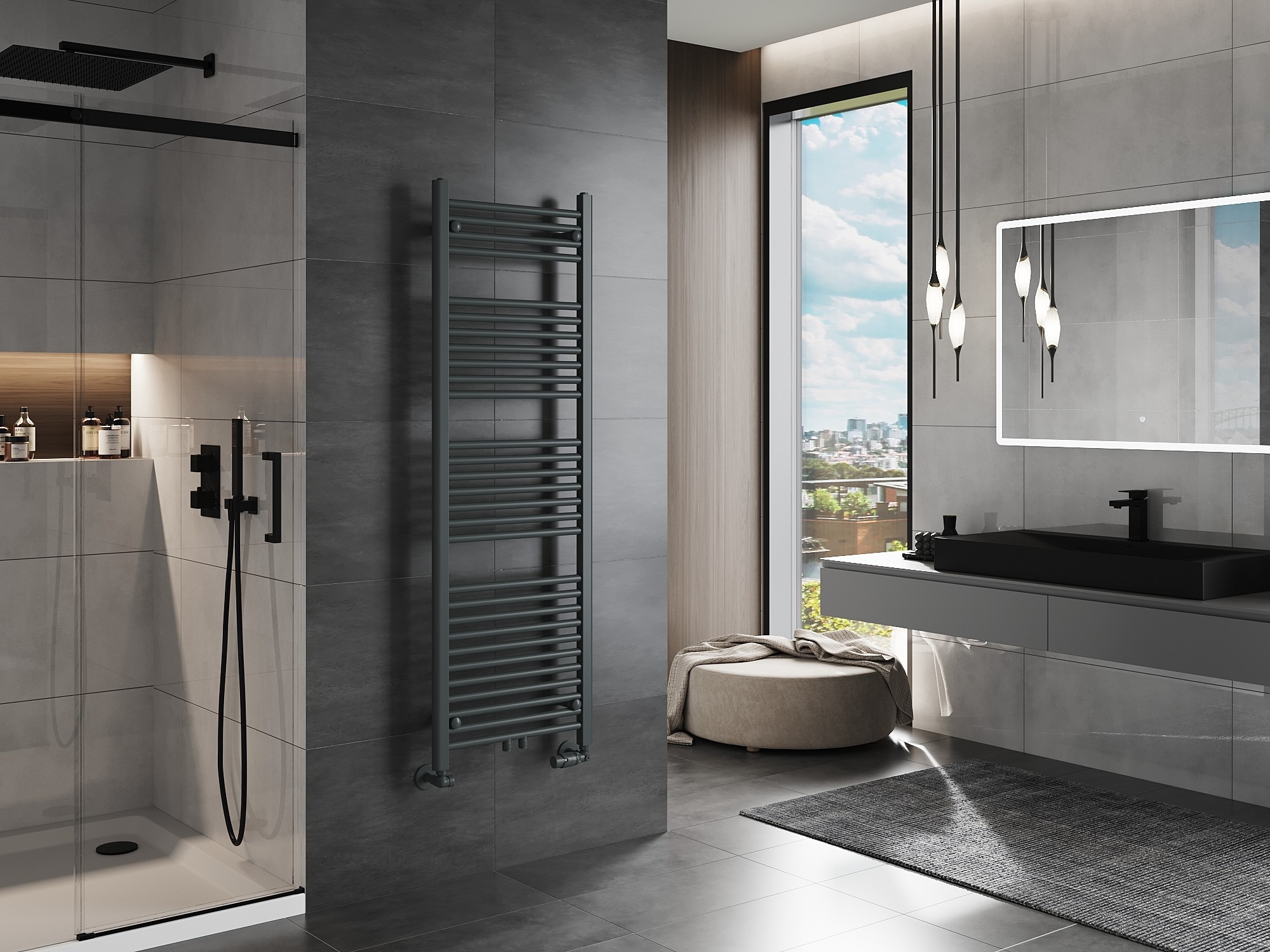 Radiatore a scaletta antracite per il bagno