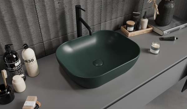 Lavabo verde da appoggio - accento moderno per il bagno
